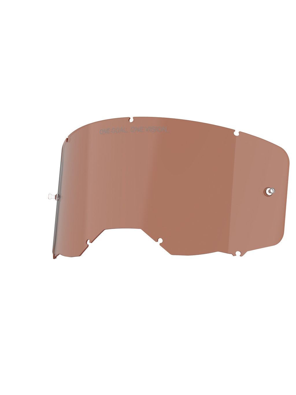Lente de substituição para óculos Alpinestars Vision 8-5-3, tonalidade Copper Rose, com gravação "ONE GOAL. ONE VISION.", construção em policarbonato de alta claridade para óculos de motocross e corridas fora de estrada
