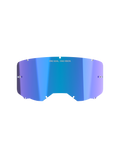 Alpinestars Vision 8-5-3 Mirror Lens, acessório para óculos de motocross, azul espelhado com gradiente roxo e acabamento refletor, inscrição "ONE GOAL. ONE VISION.", design curvo em policarbonato com entalhes de fixação e pinos para tear-off