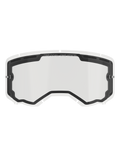 Alpinestars Vision 8-5-3 Dual Pane Lens, Clear replacement lens for motocross goggles, featuring a black inner seal with top ventilation ports, side tear-off posts, "ONE GOAL ONE VISION" branding on the upper border, off-road racing accessory