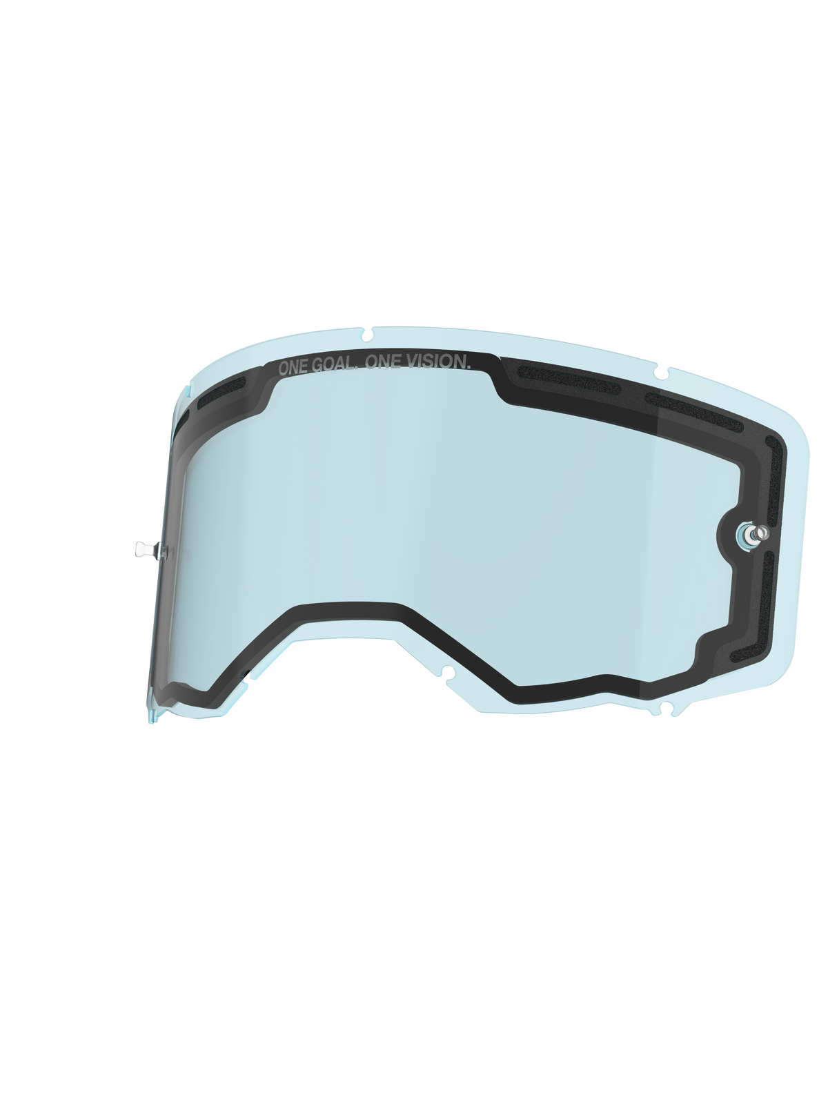 Alpinestars Vision 8-5-3 Dual Pane Lens, lente de substituição para óculos, azul, policarbonato de tonalidade clara com construção de painel duplo, junta de espuma preta, marca 'ONE GOAL. ONE VISION.', pinos de tear-off integrados, lente anti-embaciamento durável para óculos de motocross