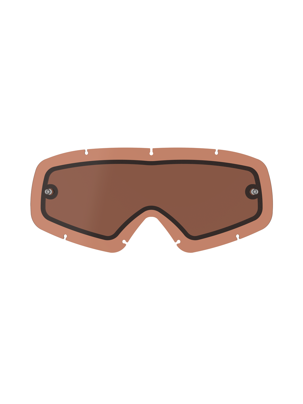 Alpinestars Vision Dual Pane Youth Lens, Copper Rose tinted replacement goggle lens, dual-pane construction with black gasket, integrated tear-off posts, seven-keyhole locking notches, curved polycarbonate for youth motocross and off-road racing