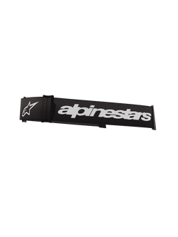 Alpinestars Supertech Goggles Strap, preta e branca, com logótipo e estrela Alpinestars em branco, correia de substituição de 45 mm para óculos de motocross com tração de silicone e sistema de encaixe rápido