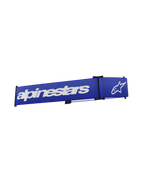 Alpinestars Supertech Goggles Strap, acessório para óculos de motocross, azul e branco, com o texto Alpinestars e o logótipo de estrela em branco sobre uma banda azul vibrante, correia de substituição com sistema de encaixe para corridas todo-o-terreno