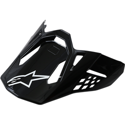 Alpinestars Supertech M10/M8 Visor, viseira para capacete de motocross, preta brilhante com logótipo de estrela branco, design aerodinâmico com aberturas de ventilação