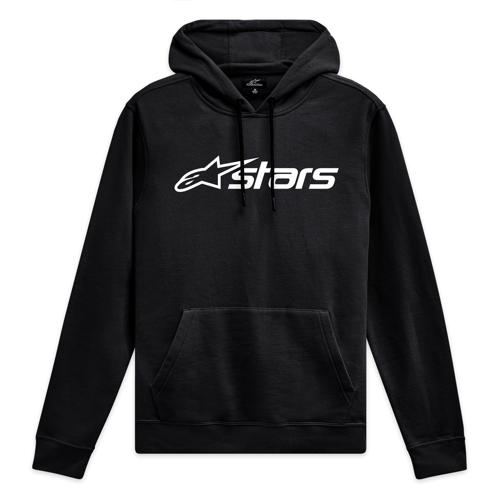 Alpinestars Blaze V3 Hoodie, sweatshirt com capuz preta com logótipo Blaze 2.0 branco no peito, casual sportswear