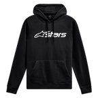 Alpinestars Blaze V3 Hoodie, sweatshirt com capuz preta com logótipo Blaze 2.0 branco no peito, casual sportswear
