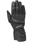 Luvas Alpinestars Jet Road, luvas de motociclismo pretas, Gore-Tex impermeável, construção em pele e têxtil, punho longo, proteção reforçada nos nós dos dedos, vivos refletores, equipamento de turismo de aventura