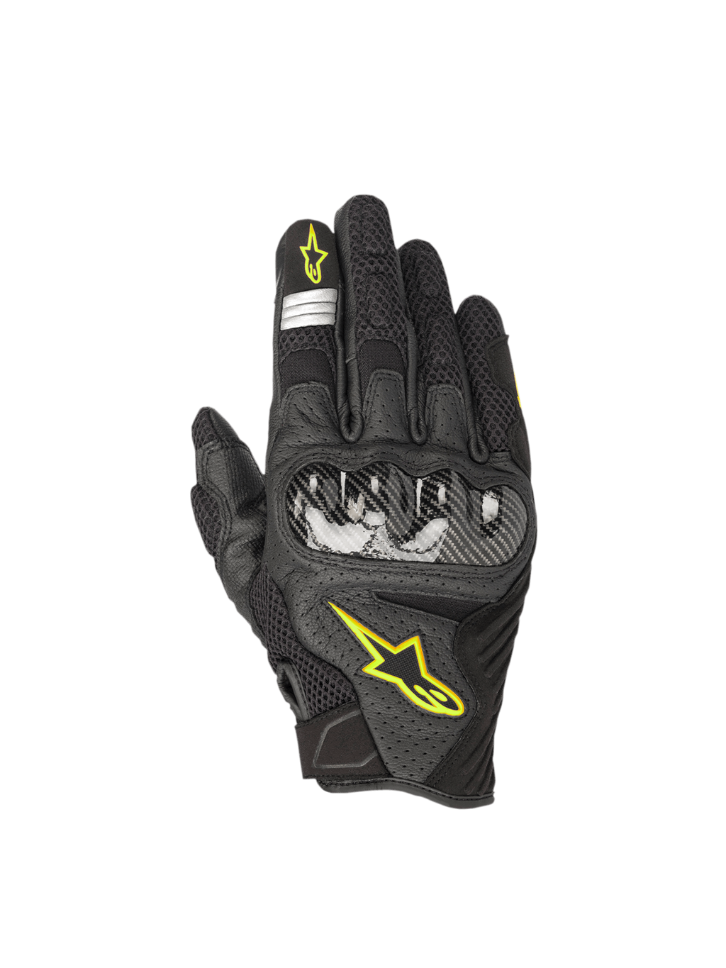 Alpinestars Luvas SMX-1 Air V2, luvas de moto masculinas, pretas e amarelas fluo, em couro e malha, certificadas CE