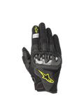 Alpinestars Luvas SMX-1 Air V2, luvas de moto masculinas, pretas e amarelas fluo, em couro e malha, certificadas CE