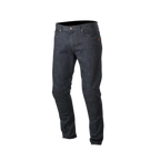 Alpinestars Copper Denim Pants, Motorcycle Riding Jeans, Dark Blue, regular straight fit with pre-shaped leg construction, features a small red logo on the coin pocket, classic five-pocket design for urban commuting