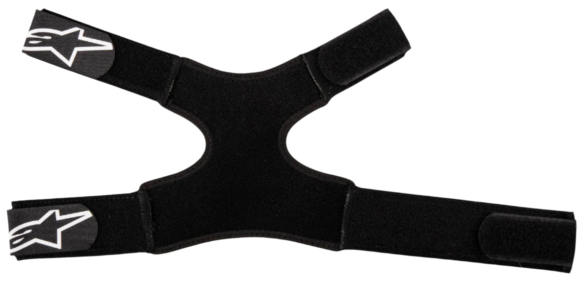 Alpinestars Fluid Dual Strap Kit, correias para protetor de pescoço, preto, design em tecido ajustável com quatro correias de velcro, logótipos de estrela Alpinestars brancos nas extremidades, acessório de retenção segura para equipamento de proteção de motocross