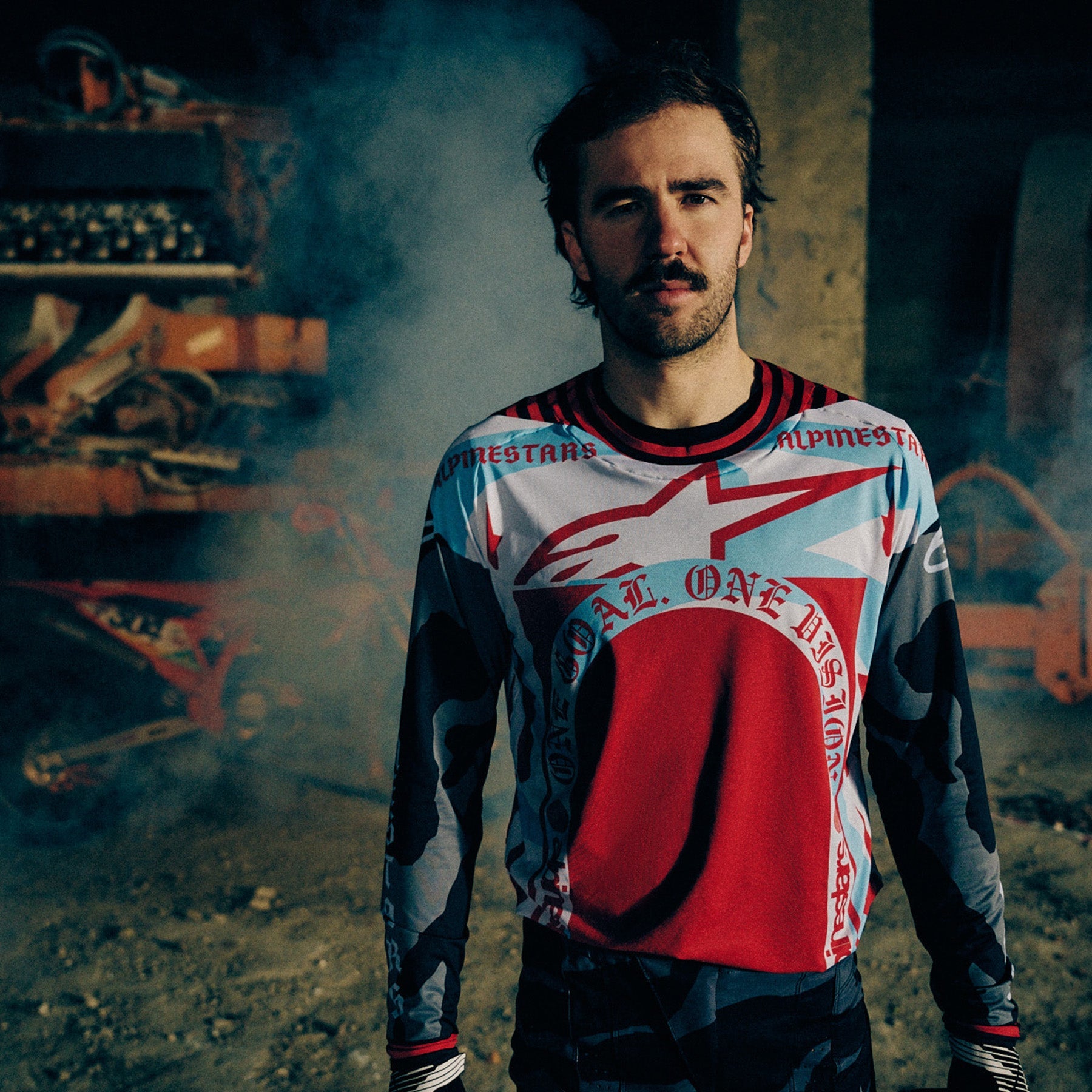 Alpinestars Limited Edition Techstar Beast Coast Jersey and Pants, men's motocross gear, Pirate Black and Hot Orange.