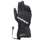 Luvas Alpinestars XT-5 GORE-TEX, luvas de motociclismo pretas, com logótipo Astars branco e texto ADV-TECH laranja, design de punho longo com proteção de articulações coberta, logótipo GORE-TEX e fecho com cordão de choque, equipamento de adventure touring