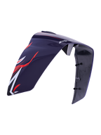 Alpinestars Supertech R10 Flyte Race Spoiler, acessório para capacete, roxo avermelhado brilhante, com gráficos aerodinâmicos vermelhos e brancos e logótipo Alpinestars, construção em plástico brilhante com pontos de montagem visíveis no interior, peça de substituição para capacetes de competição