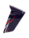Alpinestars Supertech R10 Flyte Race Spoiler, acessório aerodinâmico para capacete de motociclismo, roxo avermelhado brilhante com gráficos vermelhos e brancos, acabamento brilhante, design curvo e elegante