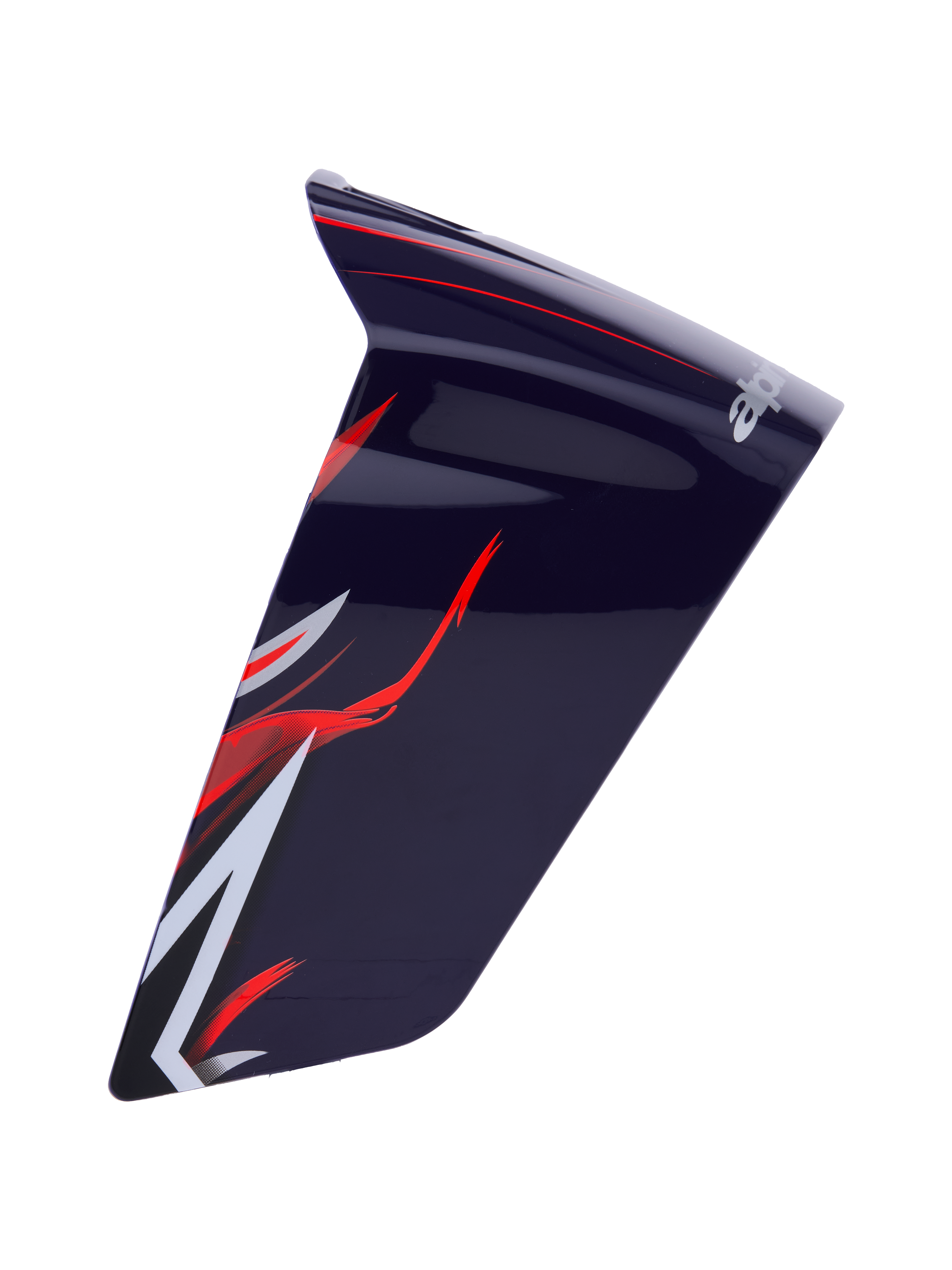 Alpinestars Supertech R10 Flyte Race Spoiler, acessório aerodinâmico para capacete de motociclismo, roxo avermelhado brilhante com gráficos vermelhos e brancos, acabamento brilhante, design curvo e elegante