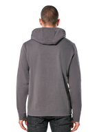 Alpinestars Ride Hoodie V 3, back view of a charcoal grey pullover hoodie, casual sportswear featuring a hooded design, long sleeves, and ribbed cuffs and hem