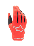 Alpinestars 2025 Radar Gloves, Motocross Gloves, Mars Red and Silver, backhand view featuring a silver star logo, black finger accents, and flexible stretch fabric for off-road racing