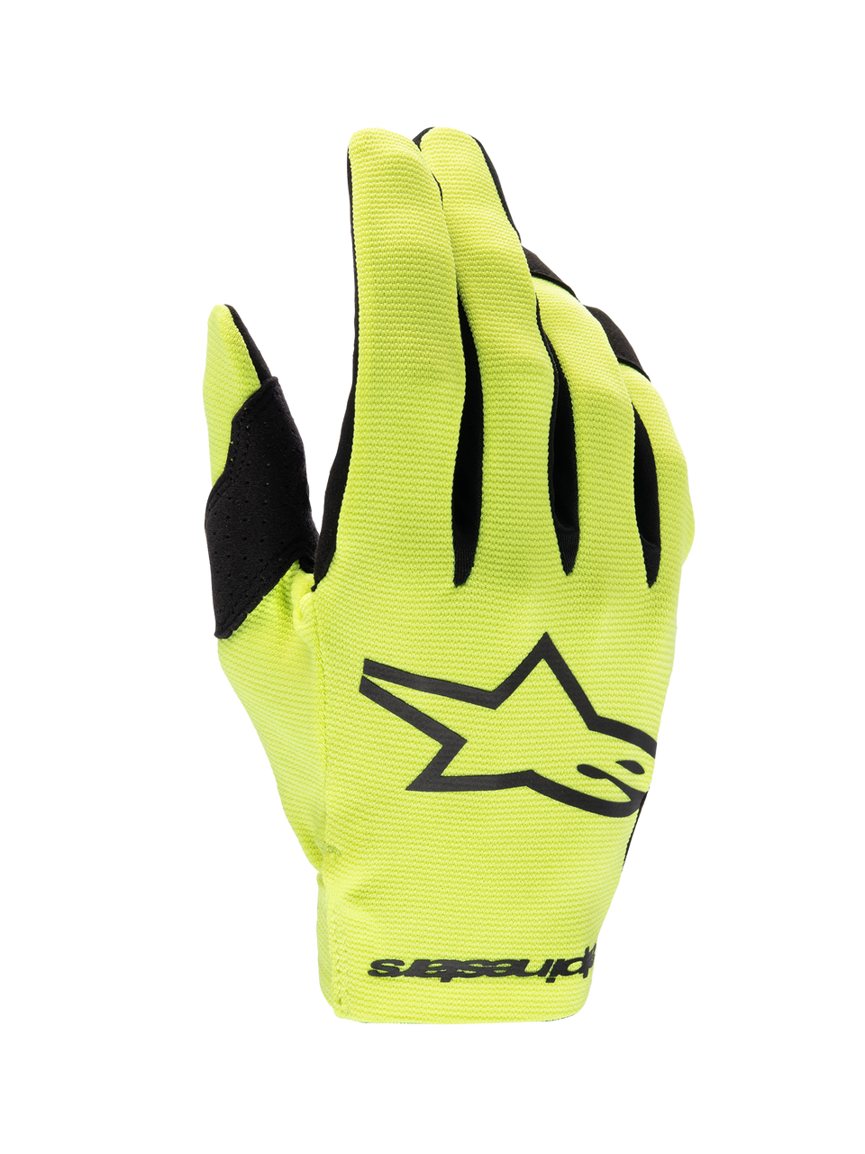 Alpinestars Luvas Radar 2025, luvas de moto de motocross para homem, amarelas fluo e pretas, design de camada única leve.