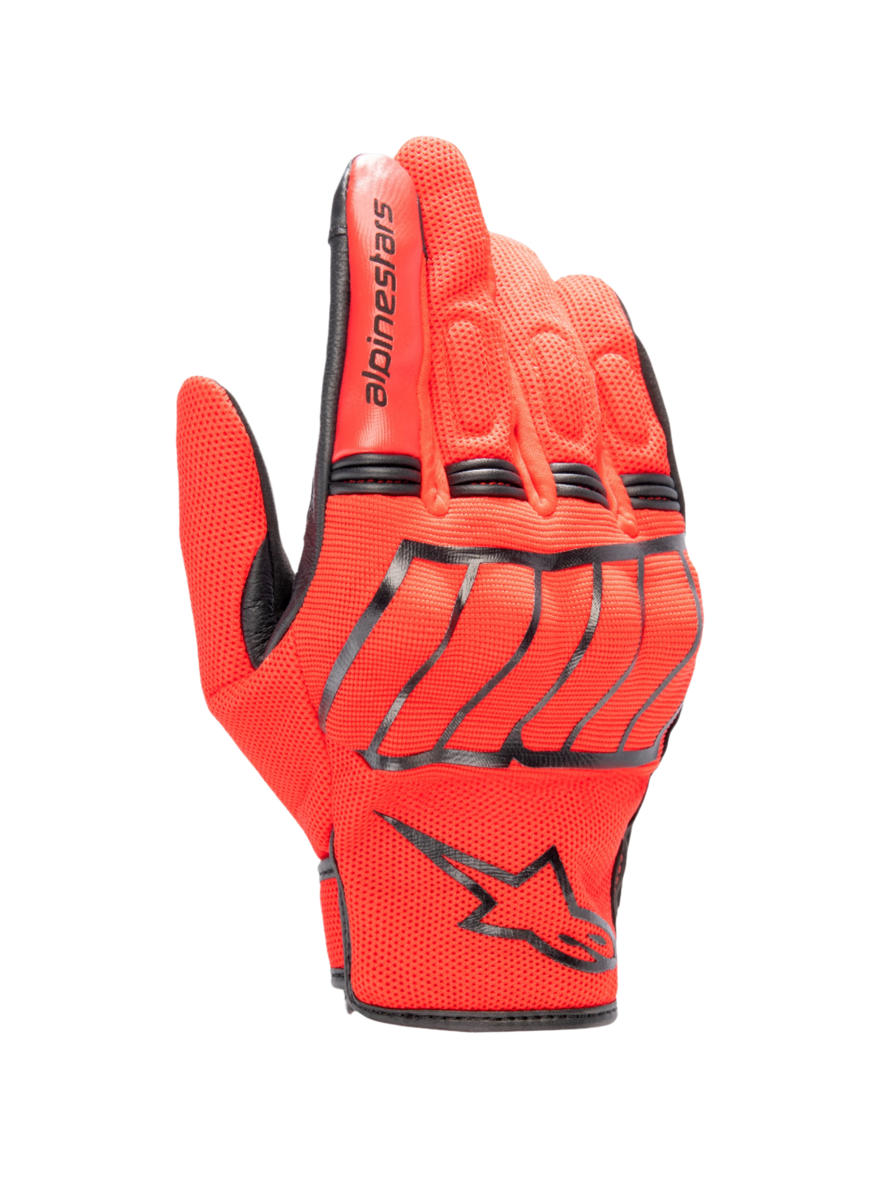 Alpinestars MM 93 Losail V2 Glove, Urban Motorcycle Gloves, Bright Red and Black, breathable mesh construction with hard knuckle protection, black Alpinestars logo on wrist, short cuff, padded finger details