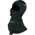 Alpinestars Winter Touring Balaclava, balaclava de moto unissexo, preta, saia de pescoço impermeável e logótipos brancos.