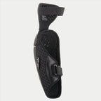 Alpinestars Youth Bionic Plus Elbow Protector, preto, vista interior que destaca o forro em malha 3D respirável e o fecho de dupla alça, design ergonómico leve para proteção de motocross juvenil