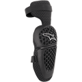 Joelheiras Alpinestars Youth Bionic Plus, pretas, proteo para motocross e off-road, estrutura com padro em favo de mel com logtipo de estrela branco, fecho de correia dupla ajustvel, suporte em malha 3D para ventilao