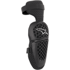 Joelheiras Alpinestars Youth Bionic Plus, pretas, proteo para motocross e off-road, estrutura com padro em favo de mel com logtipo de estrela branco, fecho de correia dupla ajustvel, suporte em malha 3D para ventilao