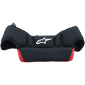 Almofadas para a coroa do capacete Supertech M10/M8, acessório de substituição para capacete, preto e vermelho, com logótipo Alpinestars branco, material de malha macio e almofadado com formato ergonómico curvo para ajuste ao interior do capacete