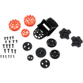 Alpinestars Supertech M10/M8, conjunto de conectores para a viseira do capacete, preto e laranja, kit de peças de substituição com diversos suportes de plástico pretos, conectores circulares laranja e parafusos metálicos, para fixação segura da viseira em capacetes de motocross