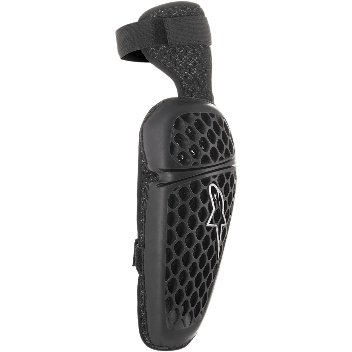 Alpinestars Youth Bionic Plus Elbow Protector, protetor de cotovelo, preto, estrutura exterior com padrão em favo de mel e logótipo Astar branco, sistema de fecho com duas alças, proteção ergonómica de motocross e off-road para jovens